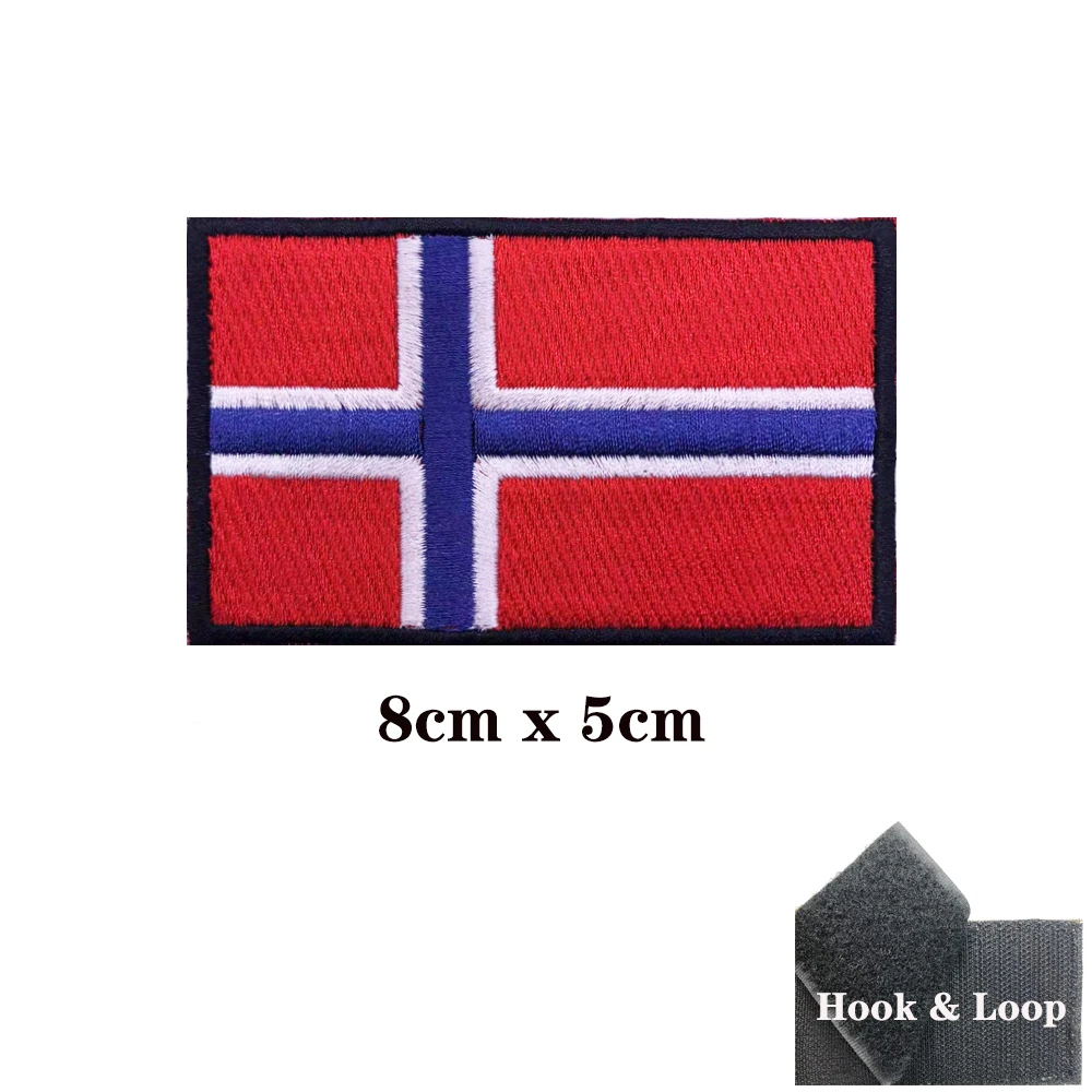 Norwegian flag Norway Patches Armband Embroidered Patch Hook & Loop Iron On Embroidery  Badge Military Stripe