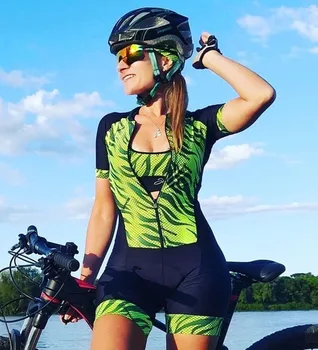 AGAH Women's Cycling Clothing Summer Long Sleeve Little Monkey,Female Cyclist Outfit With Gel,Lycra Bike Jumpsuit Jersey P 1