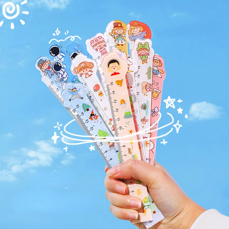 

15cm Cartoon Cute Ruler Multifunctional DIY Drawing Ruler Planner Accessories Office School Stationery