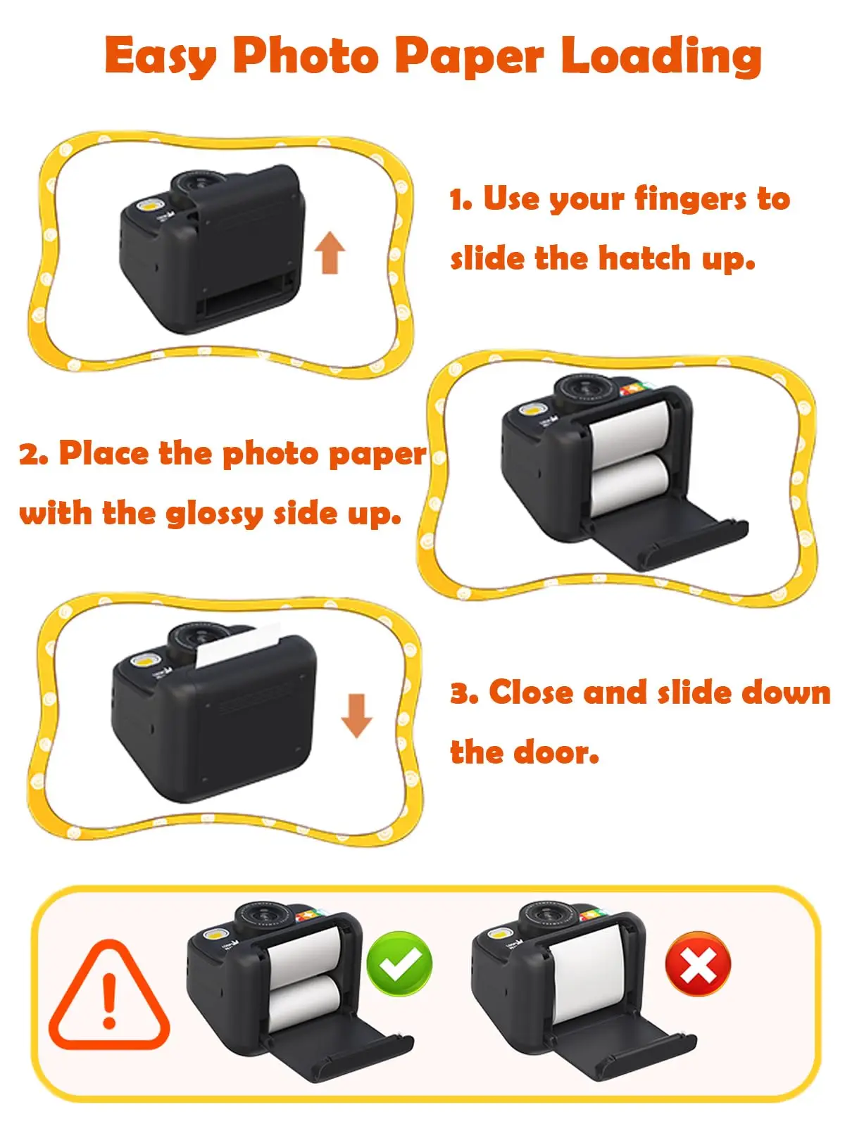 Color Instant Print Paper 57*25mm Blue/Orange/Red/Green Thermal Refill Paper for Kids’ Cameras HD Quality,BPA-Free,Easy to Use