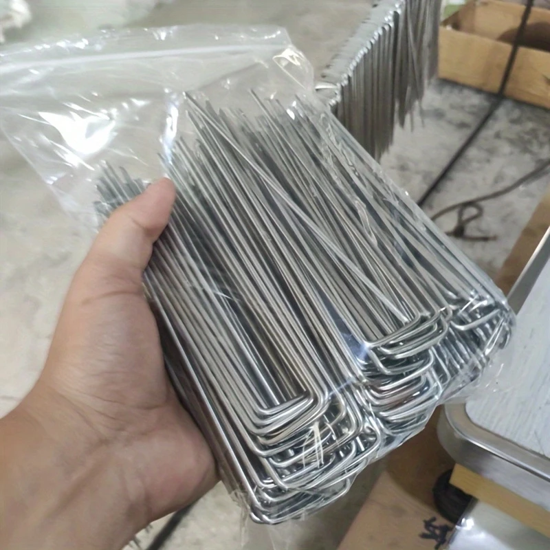 50Pcs Reusable U-Shaped Grass-Proof Cloth Ground Nail Turf Fixed Three-Dimensional Mesh Ground Lawn Agricultural Film Metal Fixed Nail