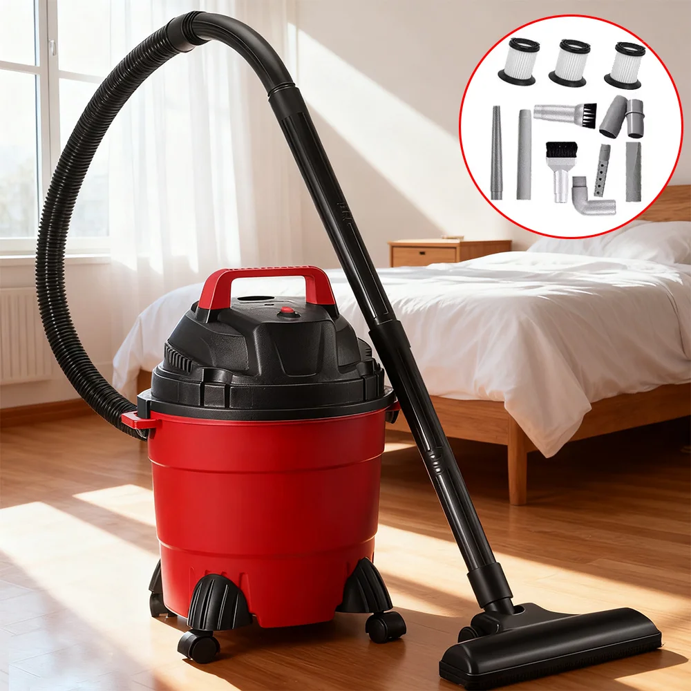 1500W Handheld Bucket Vacuum Cleaner, Dual-Purpose Dry Wet Vacuum Cleaner, 15L Large Capacity, UK Plug, 3.5M Ultra Long Power Co