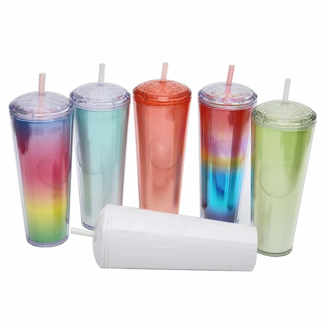 New Coming big capacity 26oz/750ml double wall plastic tumbler with straw  DIY logo diamond design lid water cup - AliExpress