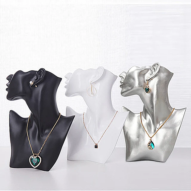Buste d'exposition de Mannequin de collier de pendentif de bijoux en résine pour le présentoir de fenêtre d'affichage de support d'oreille