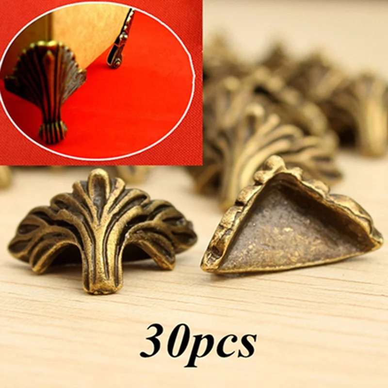 Wood Box Feet Protector Furniture Corner Protector Decorative Corner Cover 30PCs Box Corner Foot Protector Desk Box Edge 19mm x 11mm