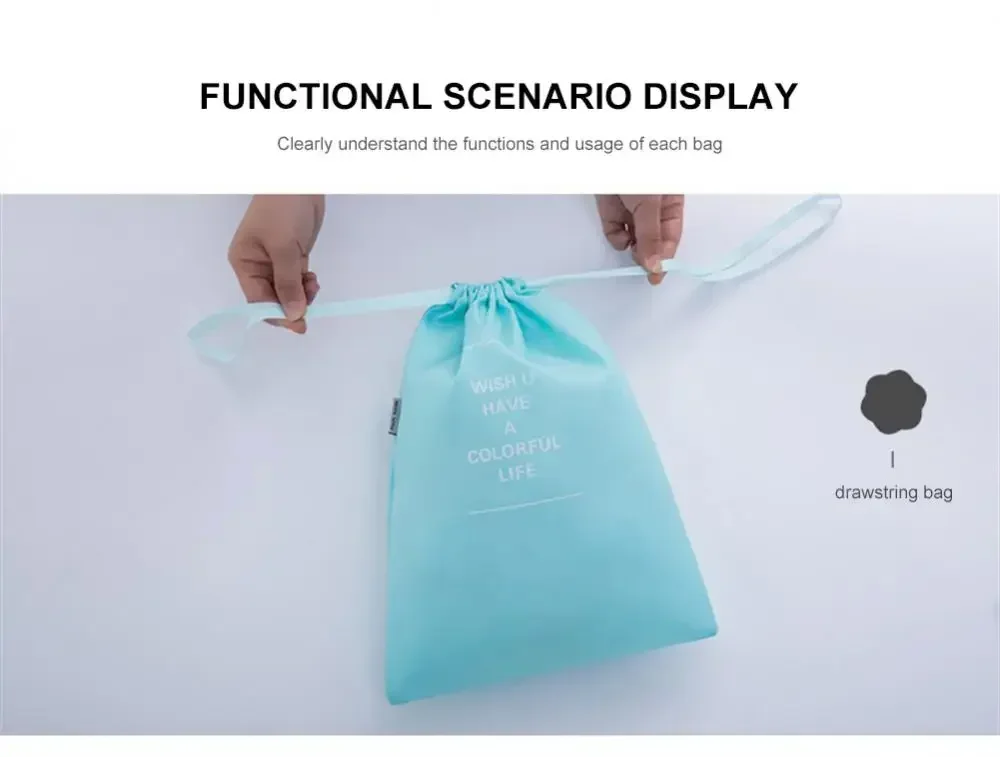 7Pcs Travel Organizer Storage Bags Suitcase Packing Cubes Set Cases Portable Luggage Clothes Shoe Tidy Pouch Folding