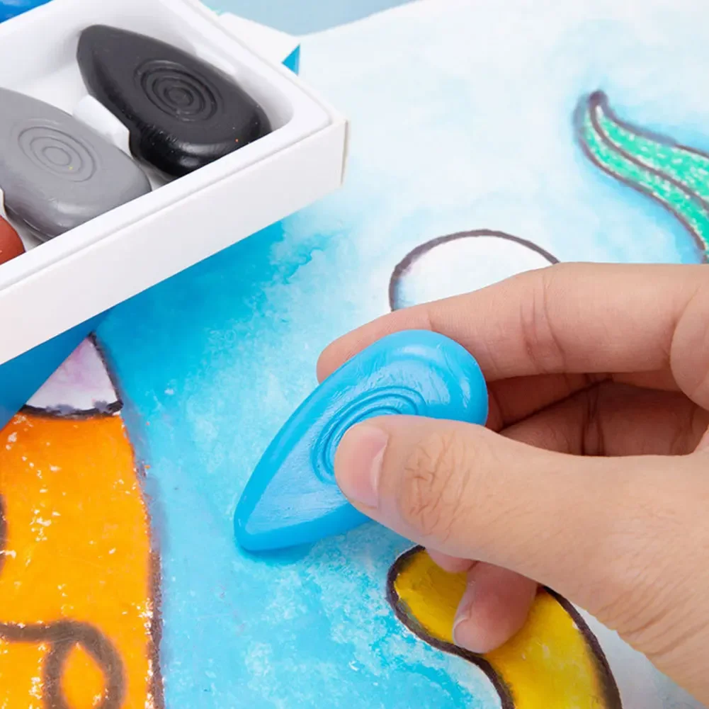 12/24 Colors/Set Non Dirty Hand Washable Drop Shape Crayons Safe Non-Toxic Pen Toddler Gift Early Education Tools for Kids Baby 4