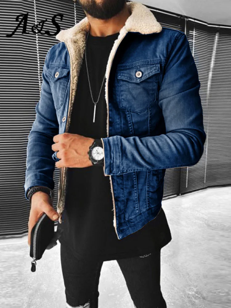 Men Jean Jacket Fur Lined Faux Sherpa Denim Jacket Men Cowboy Winter  Trucker Size S at Amazon Men's Clothing store