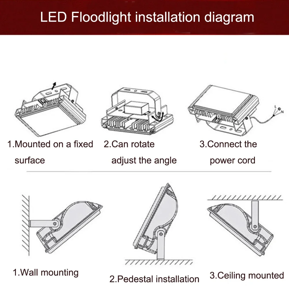 30W 50W 100W 200W 400W 600W LED 투광등 LED 가로등 220V IP66 방수 야외 조경 조명 스포트라이트