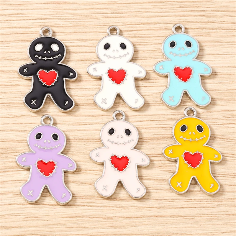 10 Stück 18 x 27 mm niedliche Emaille-Weihnachts-Lebkuchen-Charms-Anhänger für Schmuckherstellung, Halsketten, Ohrringe, DIY-Bastelzubehör ﻿