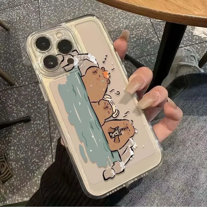 Adorable Capybara Cartoon Shockproof Transparent Phone Case