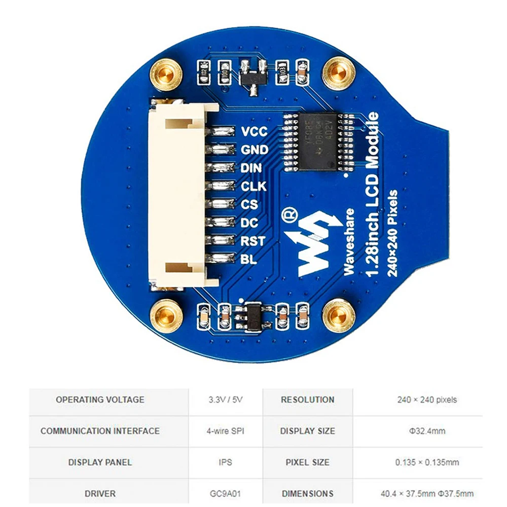 ο 1.28 ġ 240X240  LCD ÷ ȭ  Arduino STM32 / Raspberry Pi RPI 3B Plus  SPI ̽ 65K RGB 