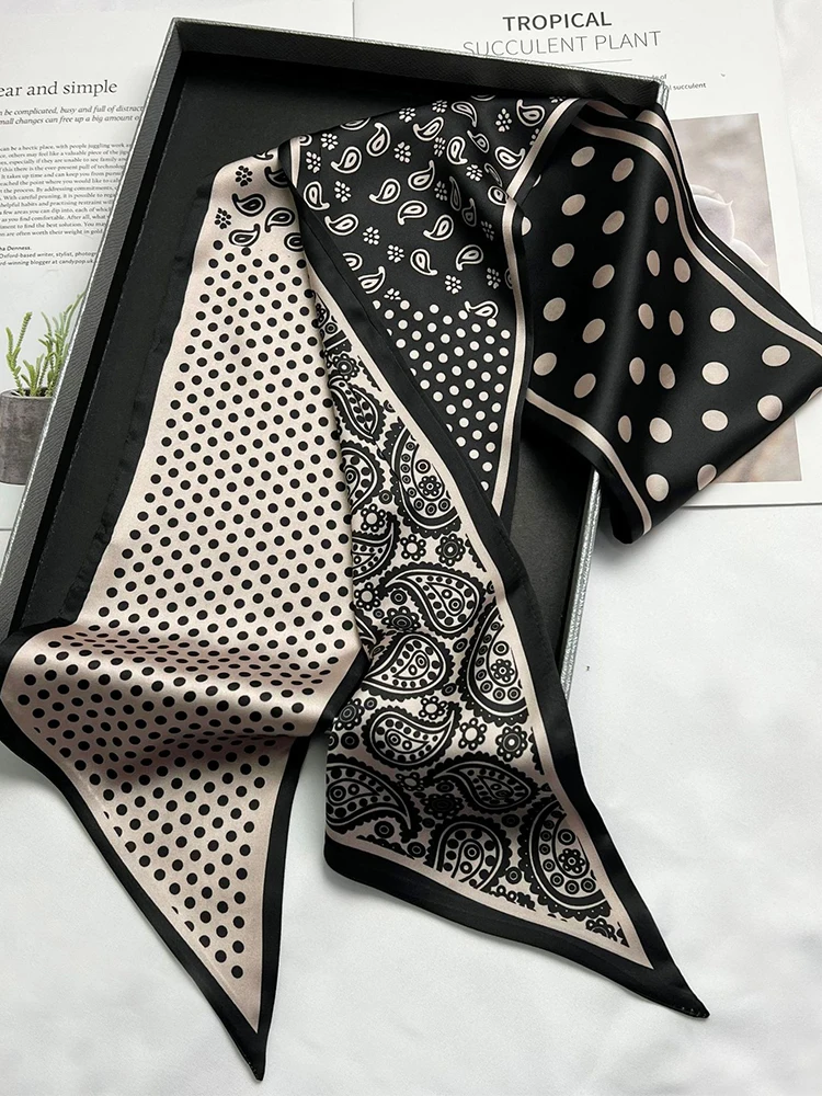 2024 Cashew Nut Print Scarf Silk Scarf Thin Ribbon Silk Scarf Female Narrow Long Multi-Functional Decorative Ribbon Scarf 3