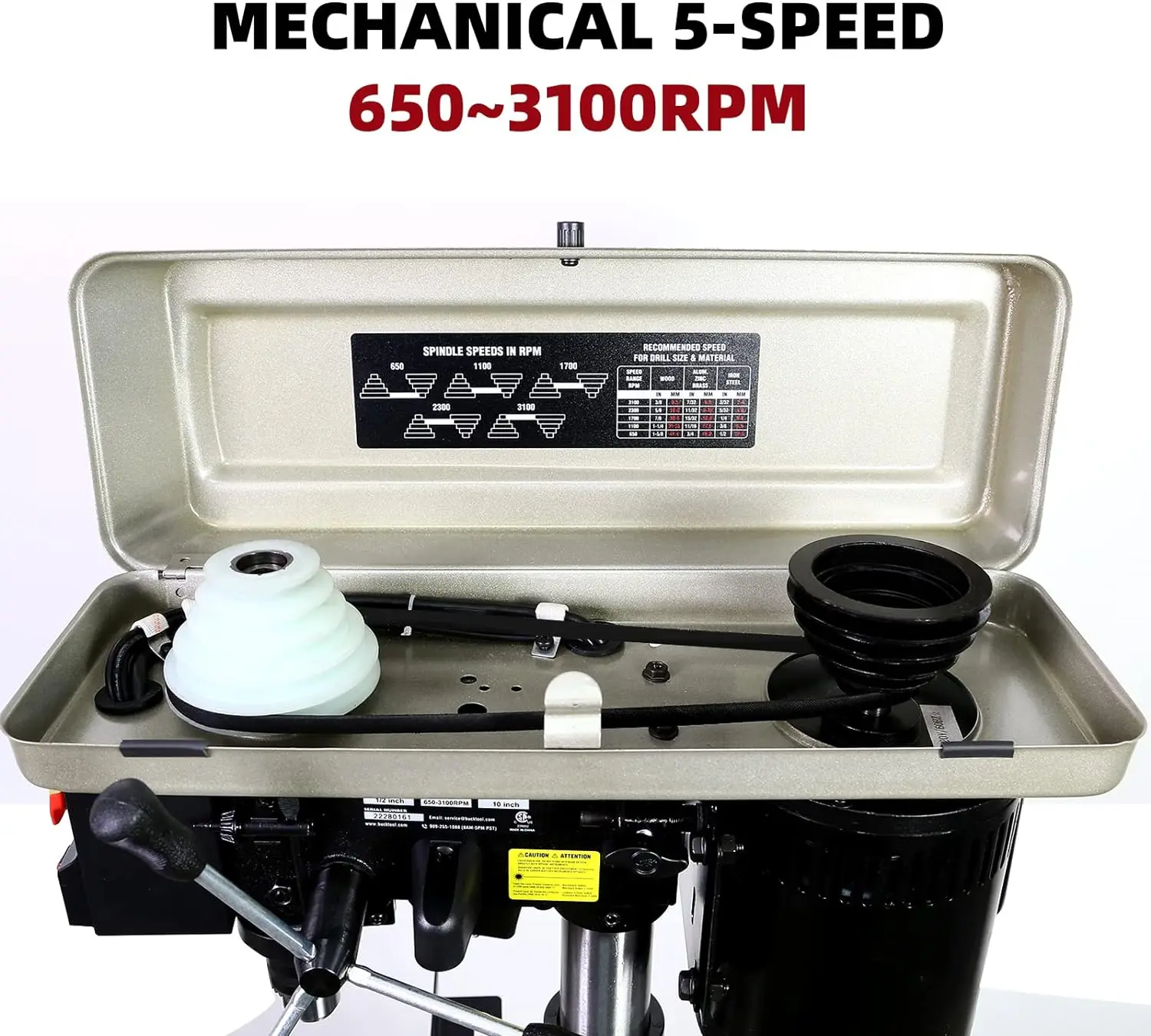 10-Inch Drill Press 6.0 Amp 3/4 HP Bench Drill Press 5-Speed Benchtop Drilling Machine with LED Work Light 5