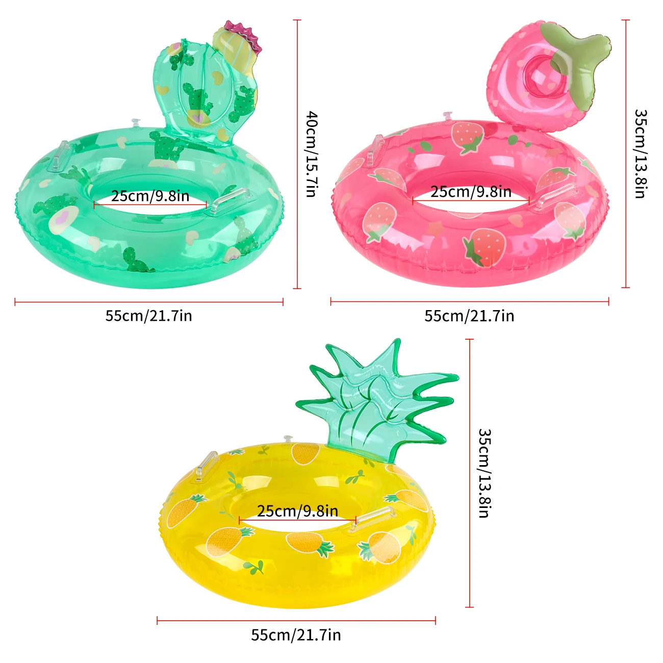 1PC Fruit Shaped Adult Inflatable With Handle Pool Float, Summer Thick Swim Ring, Suitable For Summer Pool Parties Armpit Ring