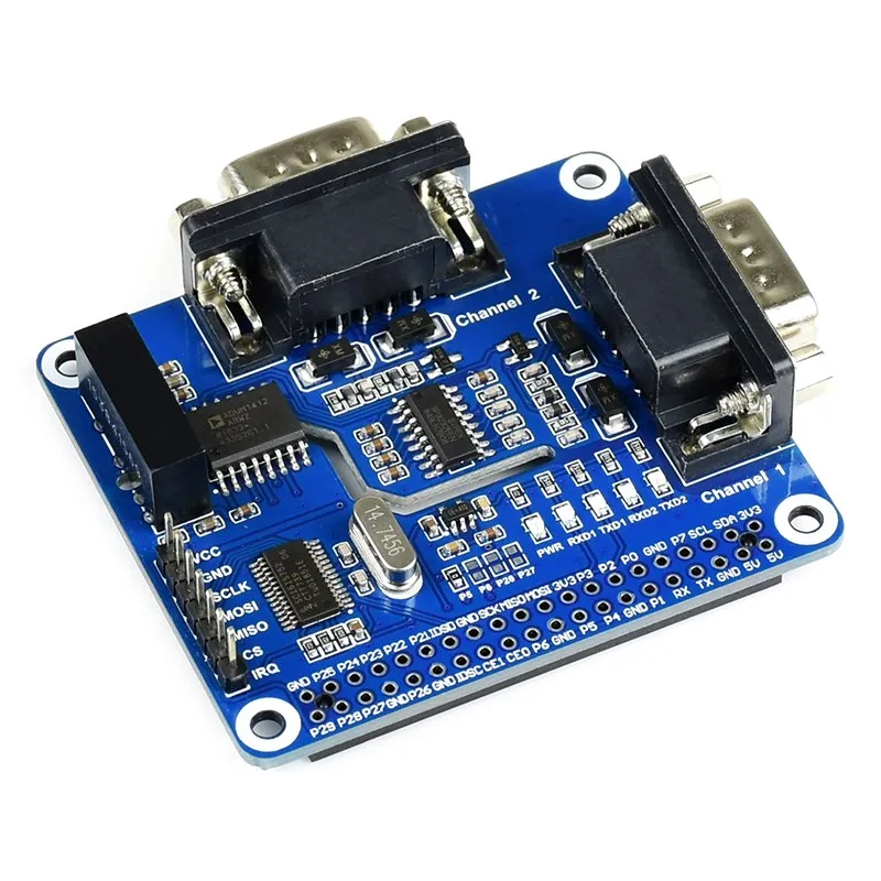 

2-канальная Изолированная Расширительная головка RS232 для Raspberry Pi использует решение SC16IS752 + SP3232