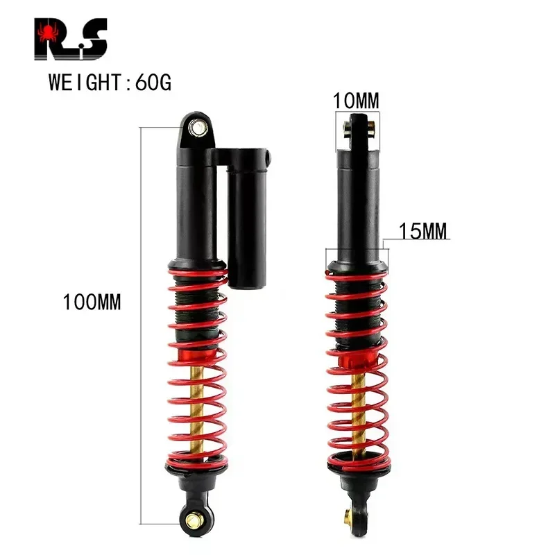 

2pcs 100mm Metal Shock Absorber Piggyback For 1/10 1/8 RC Car Rock Crawler TRX4 SCX10 90046 RBX10 YIKONG 4102 4103 KM2