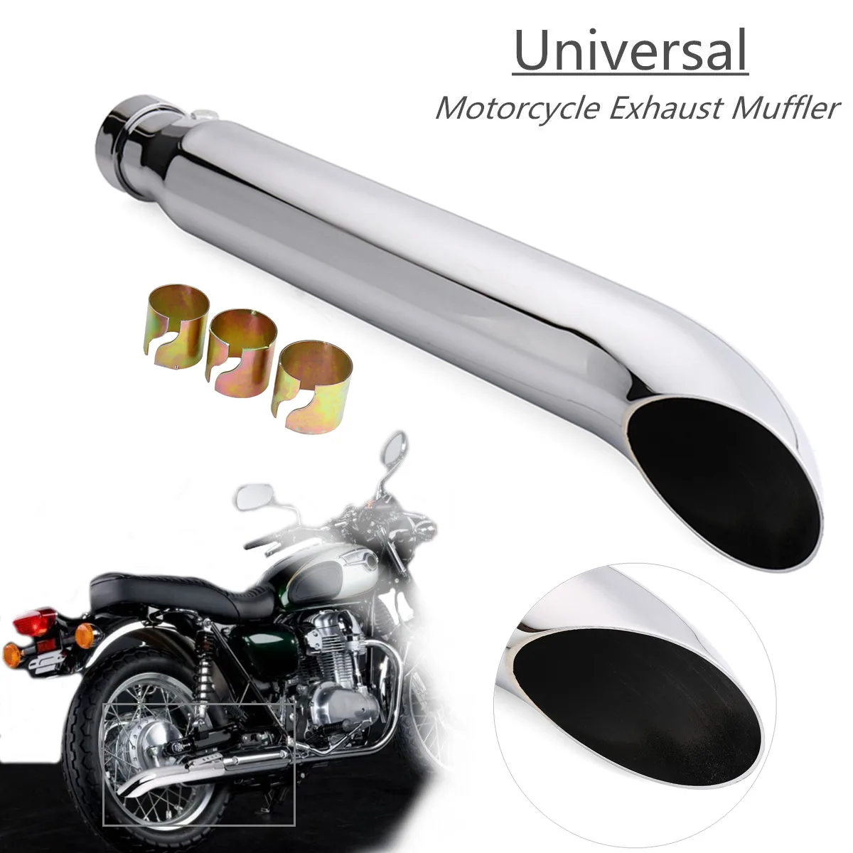 Motorrad Auspuff Schalldämpfer Retro Vintage Klassische Galvanik Escap Moto für Cafe Racer Bobber Chopper Custom – Detail 6