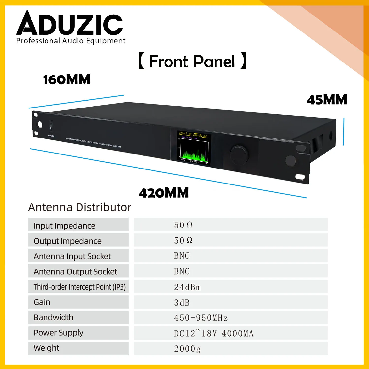Aduzic 방수 안테나 16채널 안테나 결합기 스펙트럼 분배기 RF 신호 증폭기 450-950Mhz 모든 무선 마이크 A16용