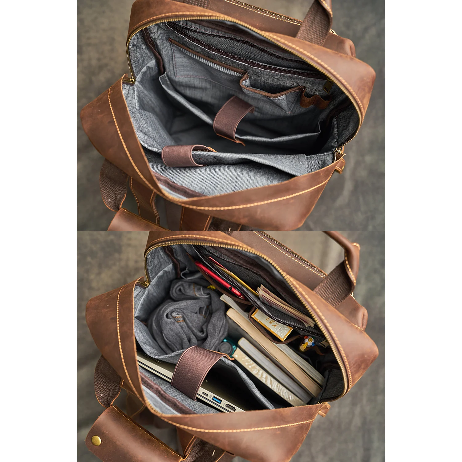 Genuine Leather Men's Backpack Vintage Bag Outdoor Travel Backpack Fitness bag Laptop Backpack Schoolbag For Laptop 17 Inch 6