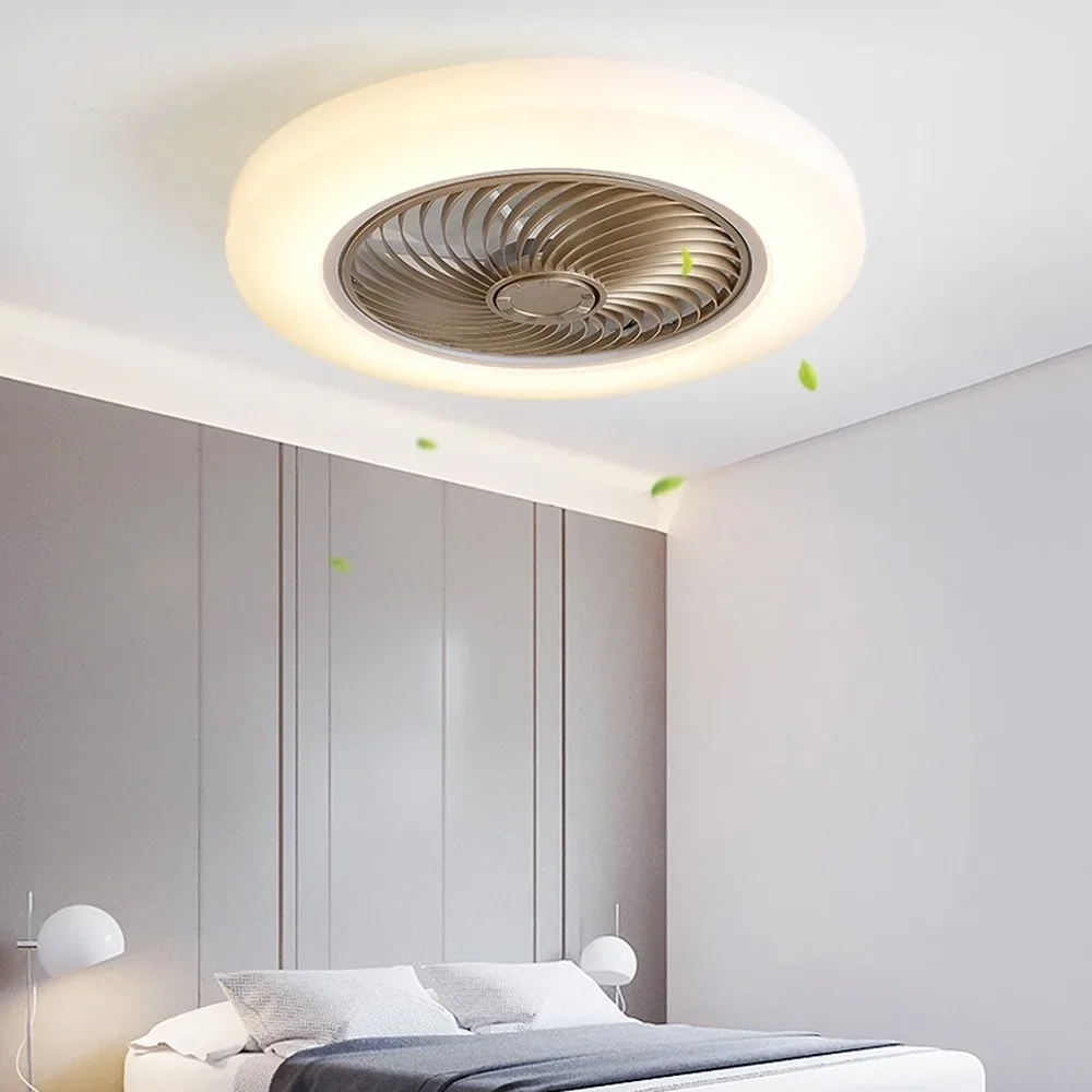 Smart Ceiling Fan Fans With Lights Remote Control Bedroom Decor Ventilator Lamp 52cm Air Invisible Blades Retractable Silent 5