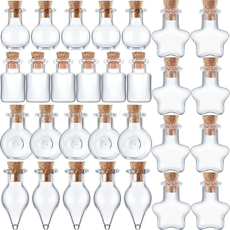 10pcs Small Glass Bottles with Clear Cork Stopper Jars Tiny Wedding Vials 0.5-5ml Message Favor Containers Jewelry Spell Jars glass bottles