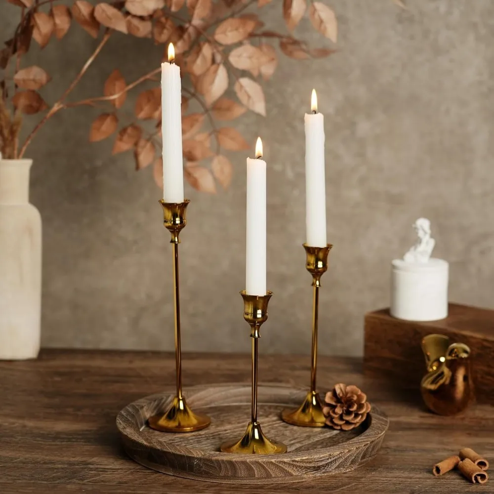 Set of 3 Vintage Candle Holders for Elegant Home and Event Decor