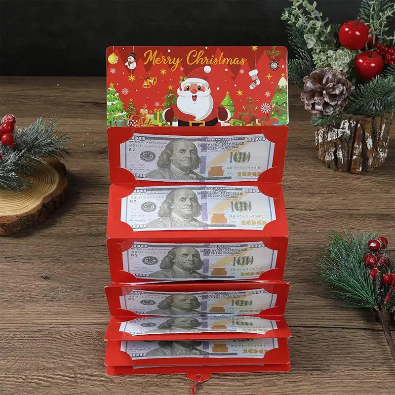 Description Picture 4 of itemChristmas Santa Claus Money Card Envelope With 10 Card Slot Merry Christmas Decorations For Home 2025 Folding Banknote Card Box