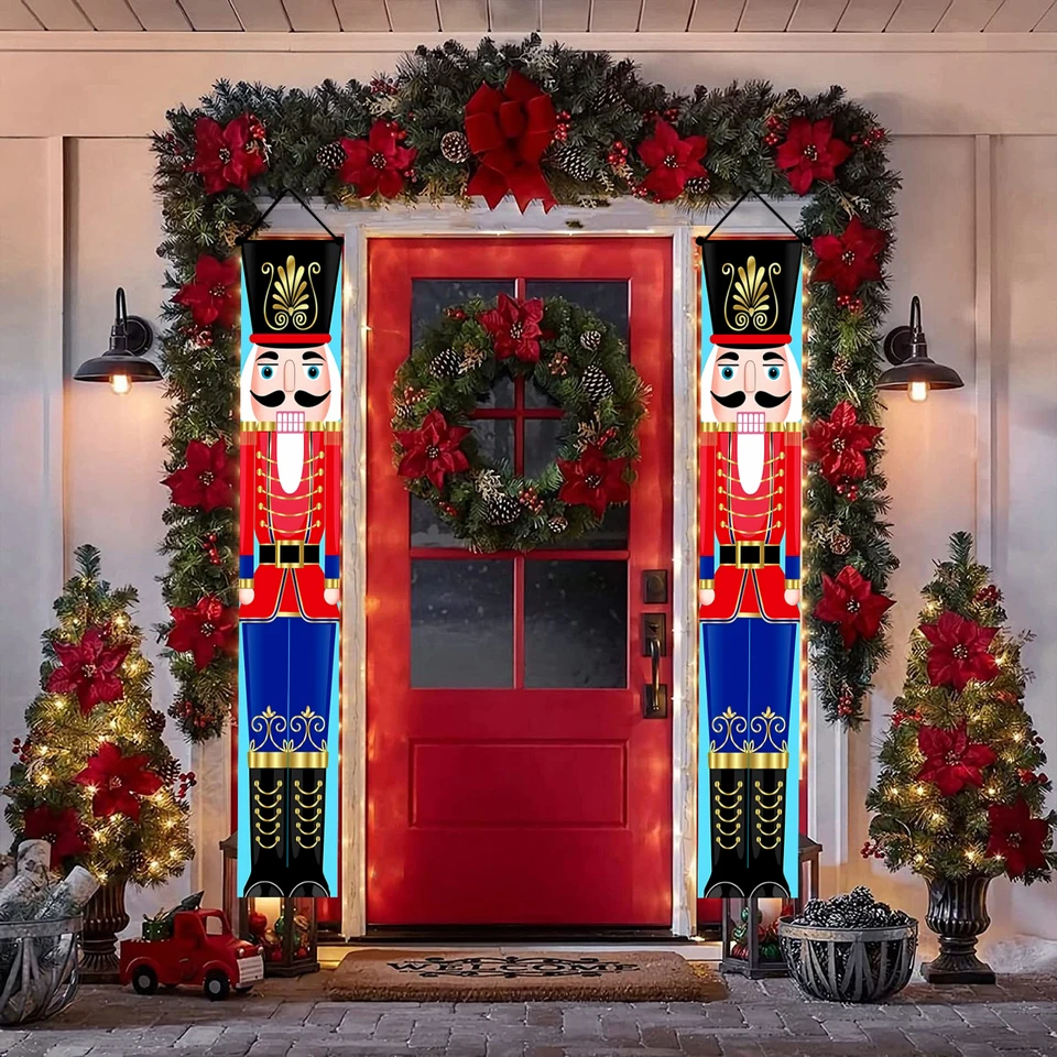 Decorazioni Natalizie Schiaccianoci | 4 Pezzi Bandiere Appendibili 180x30cm - Per Interni Ed Esterni - Foto 5