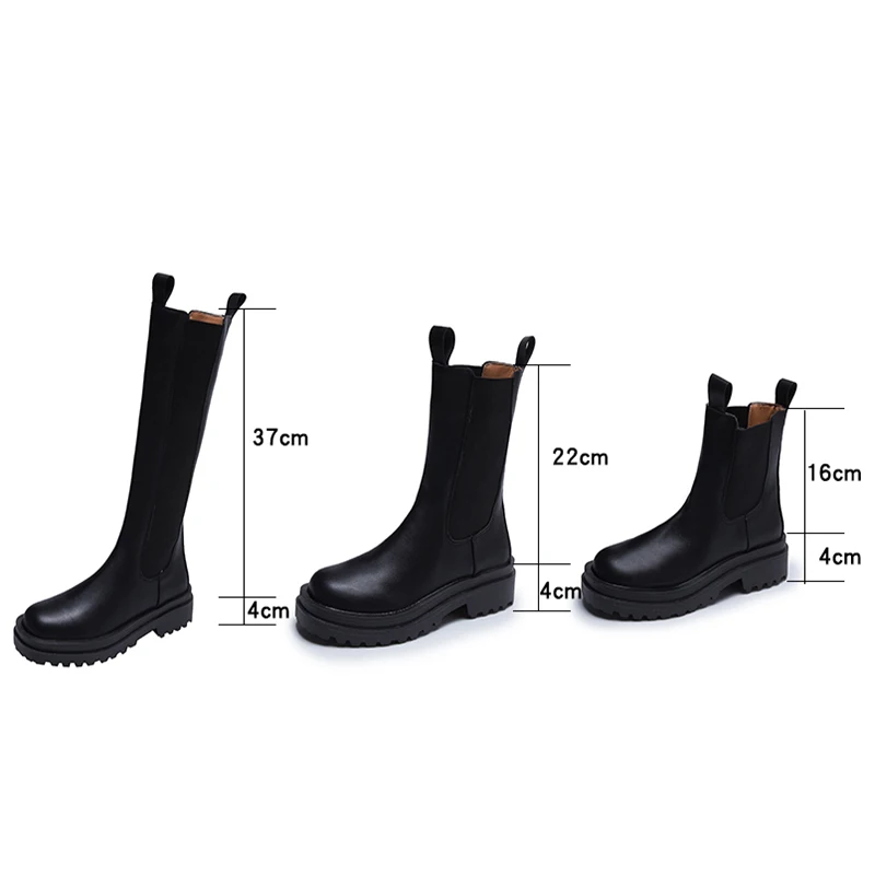 Chelsea Boots Black Leather Womens | Black Chunky Chelsea Boots Womens -  Boots Chunky - Aliexpress