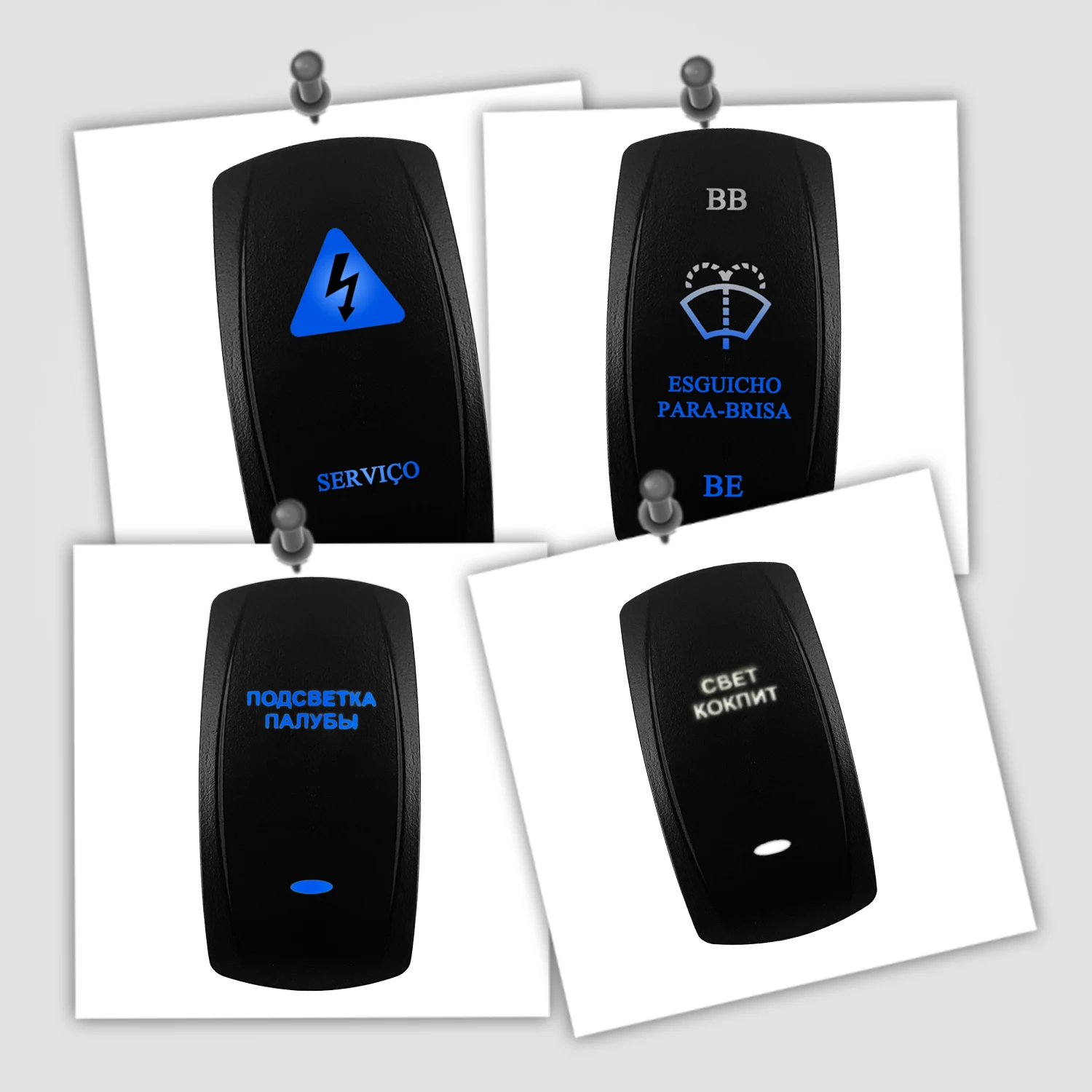 12V 24V Rocker Switch with Blank Button & backlight body Waterproof For Motorboats Ships Yatch Cars ATV