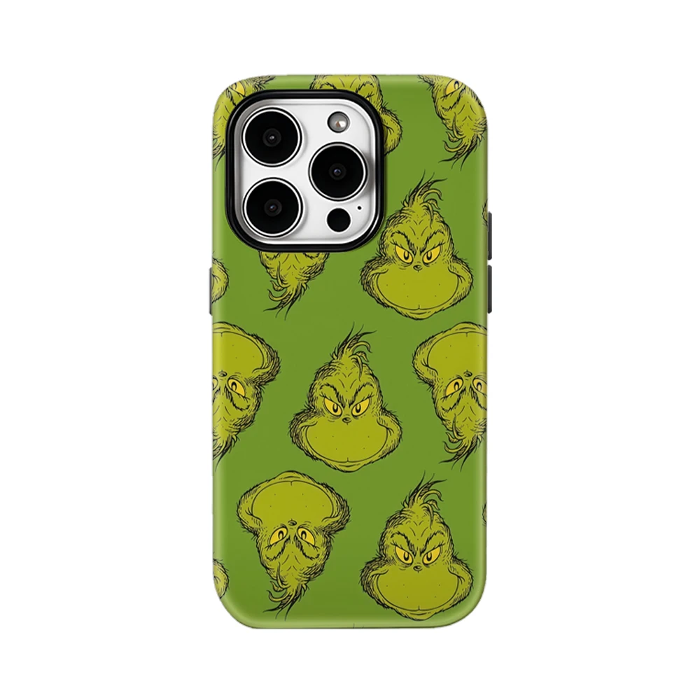 Luxury Double-Layer Christmas Phone Case with Grinch Design