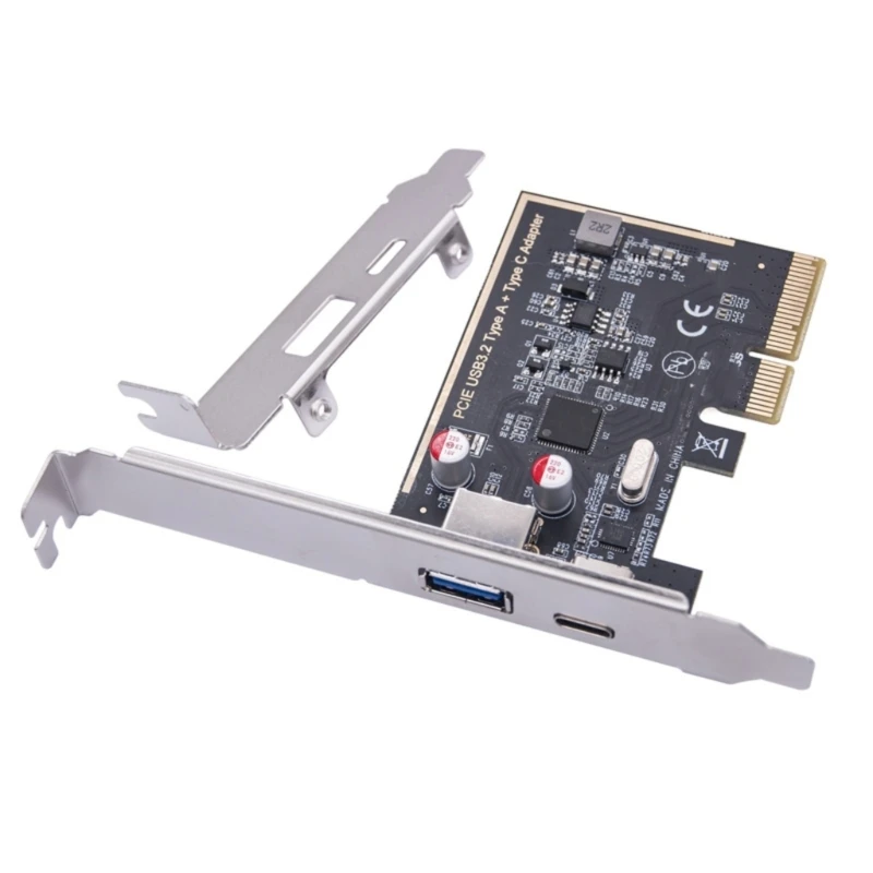 PCIe Gen2 USB 3.2 Card ASM1142 Internal Expansion Card Controller 2 Port Type C+A USB 3.2 Adapter PCIE for Desktop
