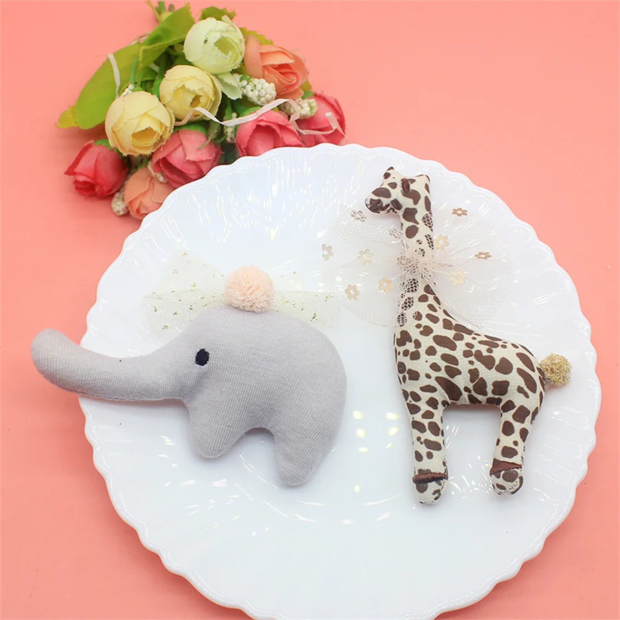 5Pcs/Lot Cute Cartoon Giraffe Lephant Appliques DIY Handmade Children Hair Clip Accessories Hat Cloth Bag Brooch Patches