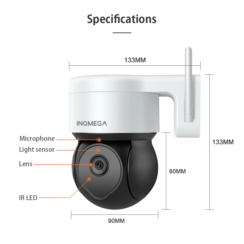 INQMEGA 5MP Tuya Outdoor PTZ Camera Ai Human Detect 1080P Security CCTV Camera Add Google home And Alexa Wifi IP Camera 6