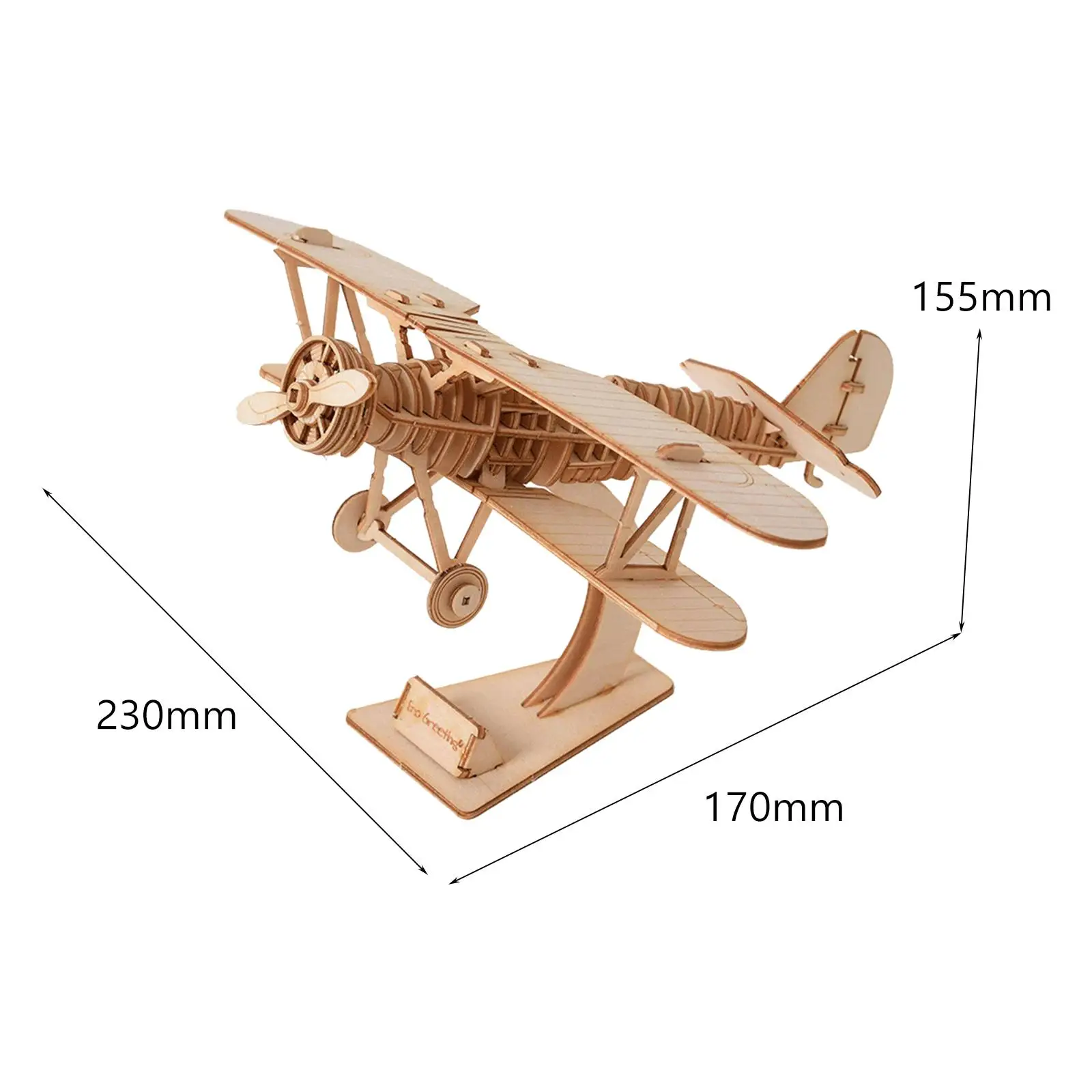 3D Wooden Puzzle Biplane Model Cute Learning Toy Multifunction Sturdy DIY Craft Hobbies for Kids Children Hotels Indoor Bedroom