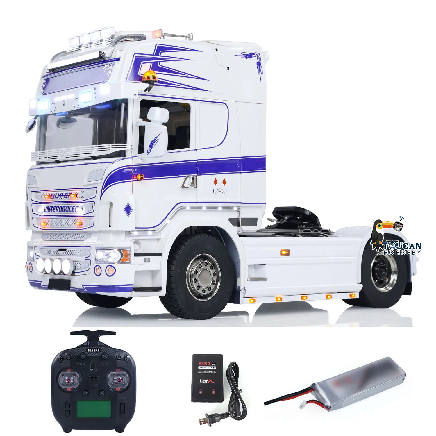 1/14 4x4 RTR Metal Chassis R730 RC Tractor Truck Transport Vehicle Smoke 3-speed DIY Painted Finished Car Light Sound Toys Model 3
