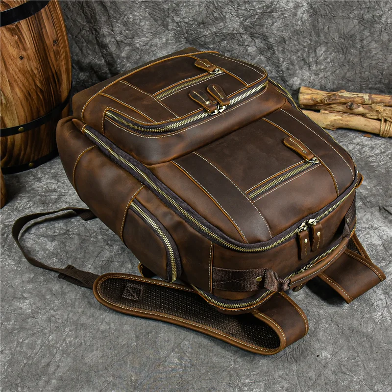 Leather College Backpack For Men