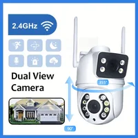 Caméra de surveillance WiFi 1080P, détection humaine par IA, caméras P66 à double objectif, suivi audio bidirectionnel, caméras IP PTZ de sécurité extérieures 1
