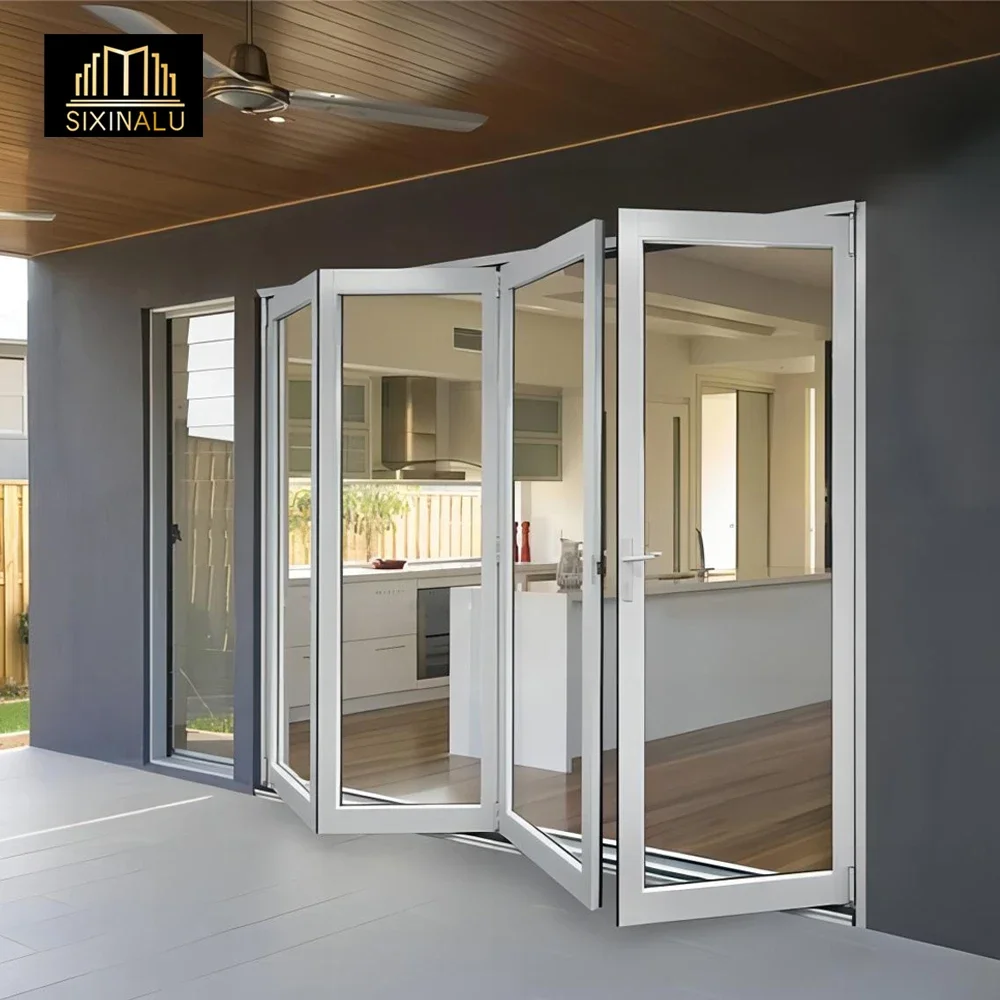 Sixinalu Panel Exterior Interior Accordion Doors Folding Aluminum Sliding Double Glass Garden Door Home Decor Household