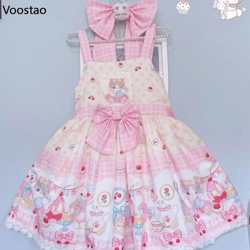 Japanese Sweet Lolita Jsk Dress Women Tea Party Mini Dresses Lolita Dress Lolita Suspender Dress Lolita Cosplay Costumes