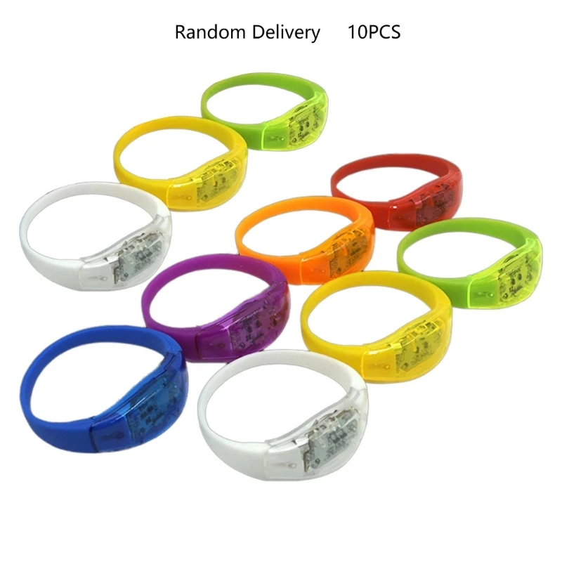 10pcs Voice Activated Sound Control LED Bracelets Flashing Silicone Bangle Decor