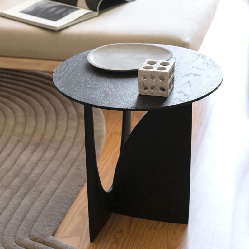 Vintage Wabi-Sabi Coffee Table, Solid Wood Small Bedside Table, Nordic Living Room Organizer, Minimalist Sofa Side Table