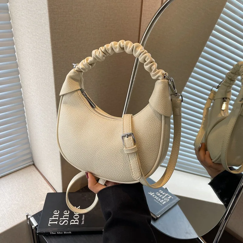 

Designer Simple Casual One Shoulder Pleated Handle Versatile Women's Bag Crossbody Bags for Women Purses and Handbags