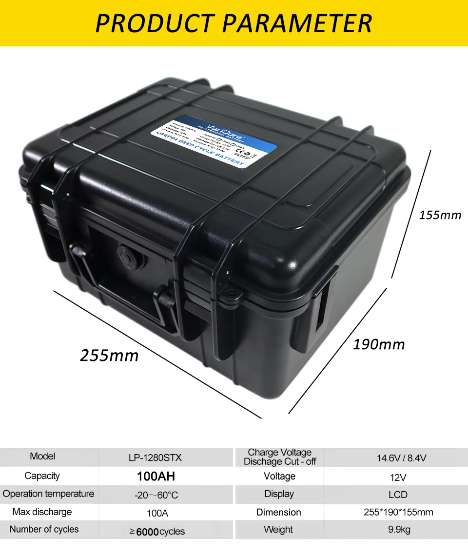 12v/12.8V 150Ah 100Ah LiFePO4 Battery 4s Multifunctional Portable suitcase Batte