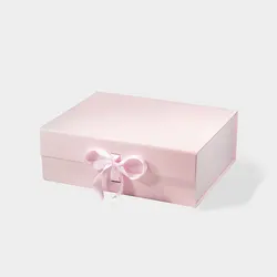 Elegant Black and White Magnetic Closure Luxury Gift Boxes, Deep A4 Size - 33x25.5x11.5cm (Pink with Ribbon)
