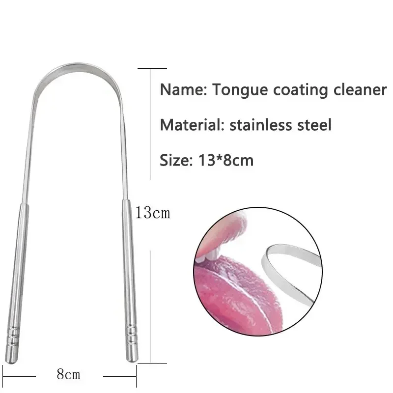 U-shaped 4 Colors Stainless Steel Tongue Scraper Metal Fresh Breath Cleaning Coated Tongue Toothbrush Oral Hygiene Care Tools