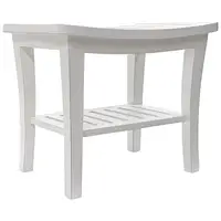 Teak Shower Bench Durable Shelf Indoor Outdoor Spa Bath Deck White Wood 252lb Cap 20x13.5x17.5 1