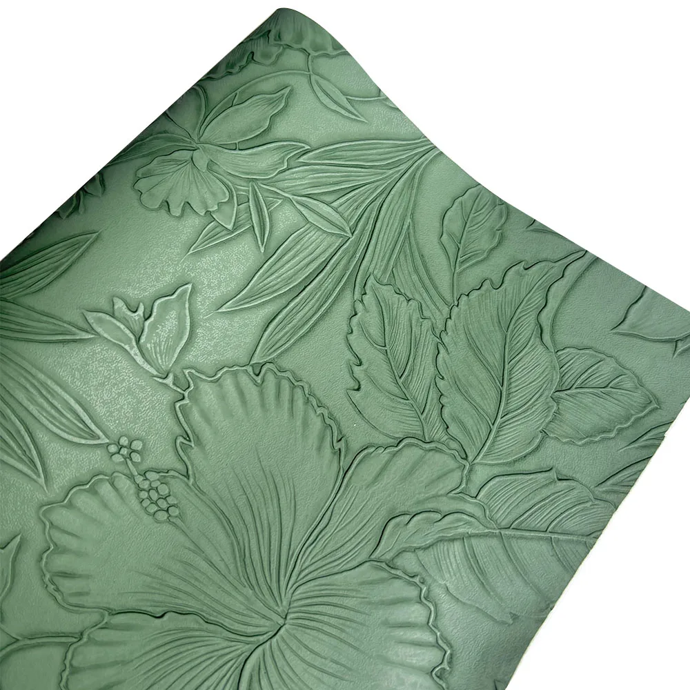 3D Flower Design Embossed Textured Faux Leather 40x135cm Craft Vinyl Fabric for Sewing Hair Bow Jewelry Wallet Handmade Making