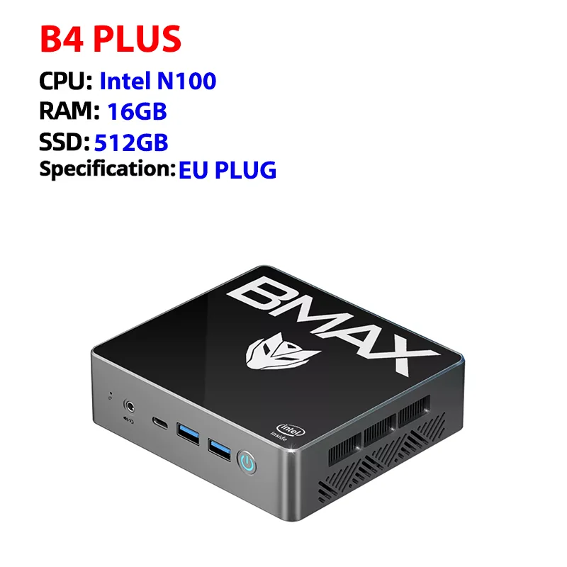BMAX B4 Plus Mini PC Windows 11 PC Intel N100 16GB DDR4 512GB SSD